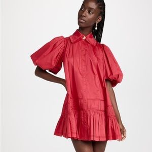 NWT AJE Yvette Smock Mini Dress - POMEGRANATE RED - AUS 8 (US 4)
